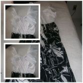 vestido festa de cetim branco e  preto
